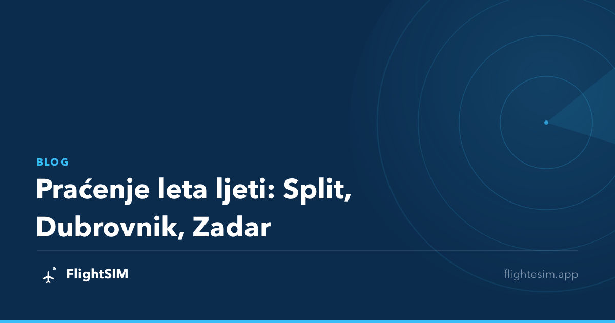 Praćenje leta ljeti: Split, Dubrovnik, Zadar